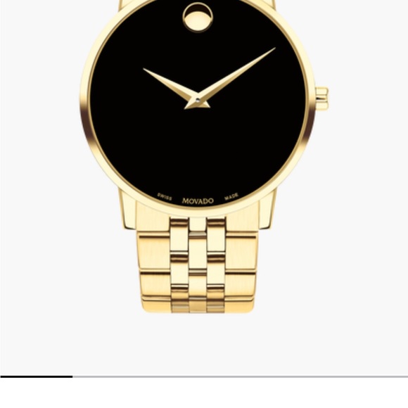 Movado Men's Watch 0607203 Museum Black Dial Swiss Quartz 40mm Gold Steel Band - Picture 5 of 6